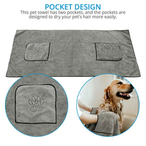 Super absorbent microfibre bath towel for dogs and cats