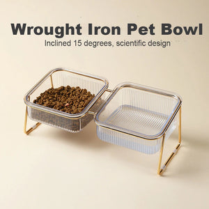 Raised double bowl feeder for cats and dogs