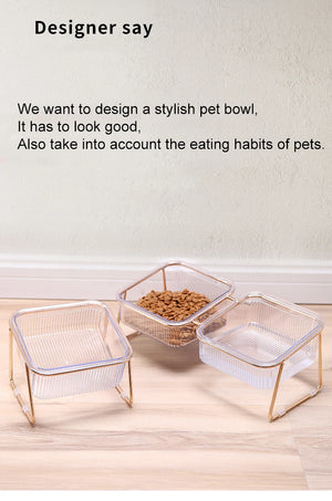 Raised double bowl feeder for cats and dogs
