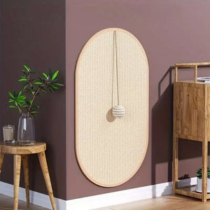 Natural sisal wall-mounted scratch pad for cats