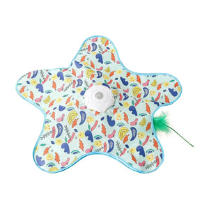 Motion-activated hide and seek feather teaser toy for cats