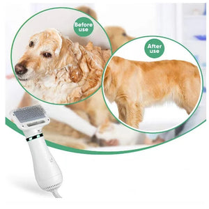 Electric 2-in-1 hair dryer and grooming comb for dogs and cats