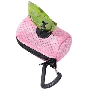 Mesh dog poop bag holder and dispenser for lead or belt