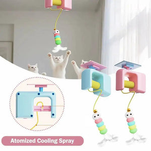 Automatic rechargeable hanging teaser toy for interactive cat play