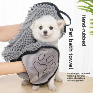 Quick-dry coral fleece bath towel for dogs and cats
