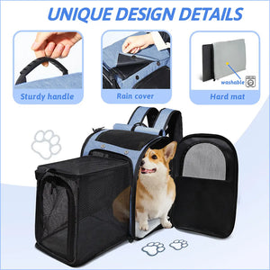 Expandable mesh backpack pet carrier for cats and small dogs