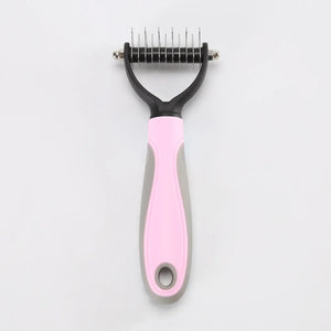 Two-sided stainless steel deshedding comb for dogs and cats