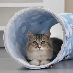 Donut tunnel bed with interactive ball and washable cushion for cats