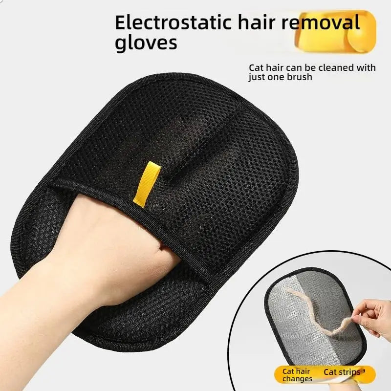 Double-sided pet grooming gloves for removing hair from dogs and cats