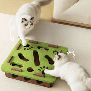 Battery-free felt maze puzzle toy with bell ball for cats
