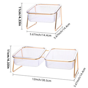 Raised double bowl feeder for cats and dogs