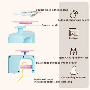 Automatic rechargeable hanging teaser toy for interactive cat play