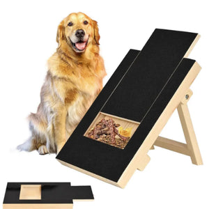 Wooden cat scratching board with built-in treat box