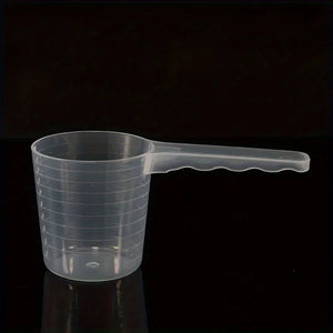 Plastic pet food measuring spoon with 50g/100ml scale