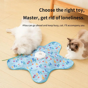 Motion-activated hide and seek feather teaser toy for cats
