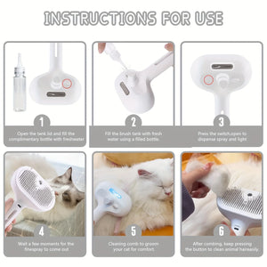 Spray mist dematting grooming comb for dogs and cats