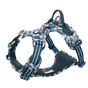 Truelove floral dog harness in Saxony Blue — GoPoofy