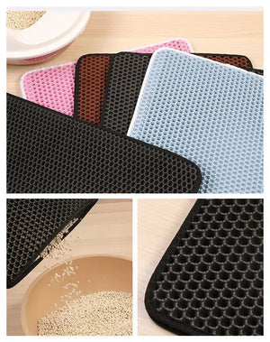 Double-layer waterproof litter trapping mat for cats