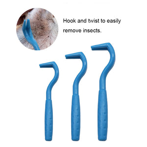 3-piece tick and flea remover hook tool set for dogs and cats
