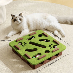 Battery-free felt maze puzzle toy with bell ball for cats