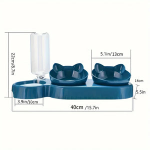 Three-bowl plastic feeding station for cats