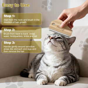 Stainless steel deshedding brush with wooden handle for dogs and cats
