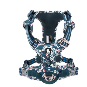 Truelove floral dog harness — 3M reflective detailing