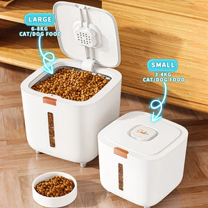 Sealed moisture-proof pet food storage barrel for dogs and cats