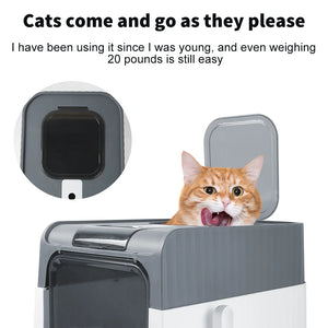 Large hooded cat litter box with odor control and scoop