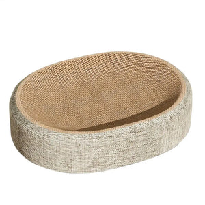 Oval sisal scratcher bed and lounger for indoor cats