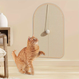 Natural sisal wall-mounted scratch pad for cats