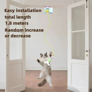 Automatic rechargeable hanging teaser toy for interactive cat play