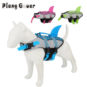 Shark-print swim vest life jacket for dogs