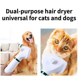 Electric 2-in-1 hair dryer and grooming comb for dogs and cats