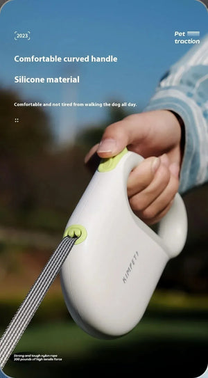Retractable dog leash with adjustable 3m or 5m length