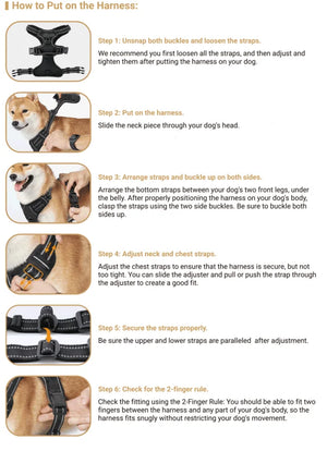 Front-clip reflective no-pull harness for medium to large dogs