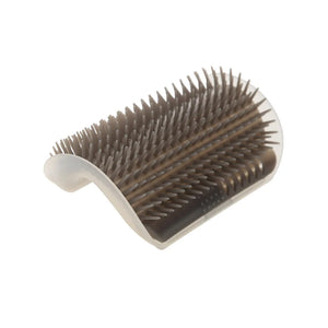 Wall-corner self-grooming brush for cats