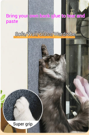Trimmable self-adhesive scratch mat for cats to protect furniture