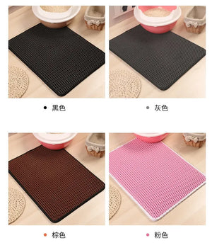 Double-layer waterproof litter trapping mat for cats