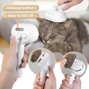 Rechargeable misting grooming comb for dogs and cats