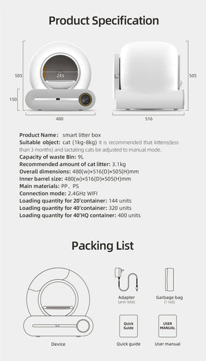 Self-cleaning automatic smart litter box for cats