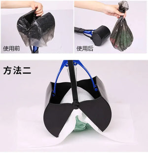 Foldable long-handle poop scooper for outdoor dog cleanup