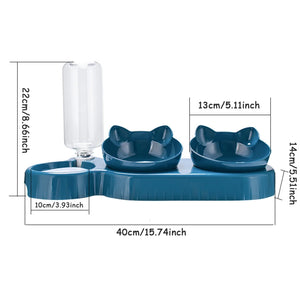 2-in-1 Tilted Pet Feeder with Water Bottle - GoPoofy
