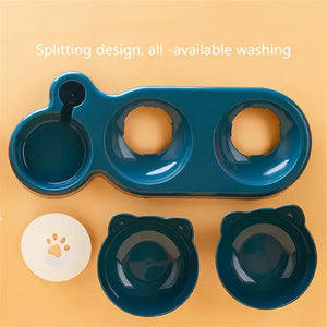 Three-bowl plastic feeding station for cats