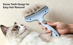 Curved deshedding grooming comb for dogs and cats