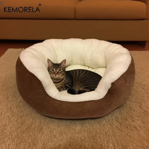 Plush orthopedic pet bed with backrest for cats and small dogs