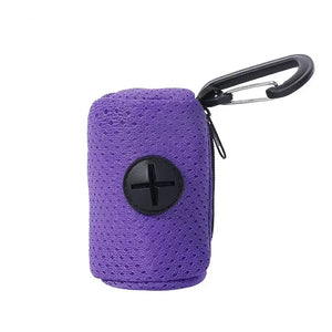 Mesh waste bag dispenser that hangs from a dog lead