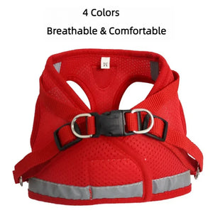 Reflective mesh harness and lead set for cats and small dogs