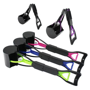 Foldable long-handle poop scooper for outdoor dog cleanup