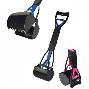 Foldable long-handle poop scooper for outdoor dog cleanup